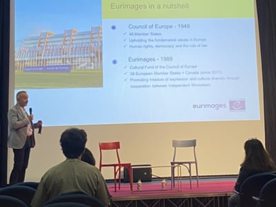 Enrico Vannucci presents Eurimages at the Bellaria Film Festival 