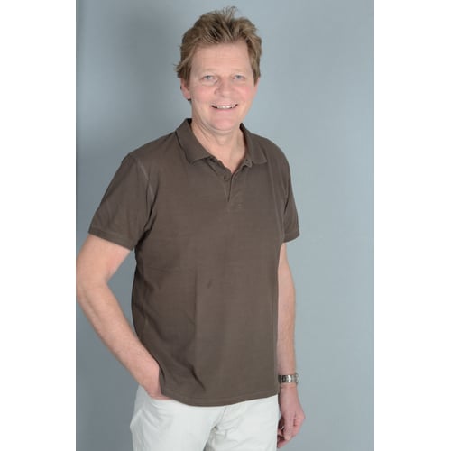 Dutch Actor Peter Rene as a Happy Father in Polo Shirt, Standing Upright Frontal Facial