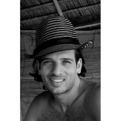 Casual long hair hat smile