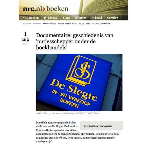 Vermelding NRC.nl documentaire De Slegte