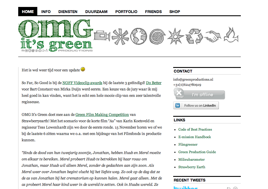 Website van OMG Its Green Productions