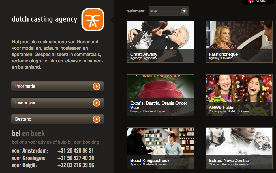 Website van Dutch Casting Agency