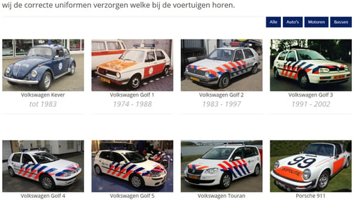 verhuur van politieauto's